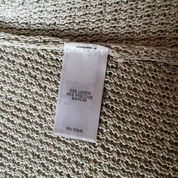 J. Jill Linen Blend Knit Lightweight Open Front Beach Cardigan Size L Neutral - Picture 7 of 10